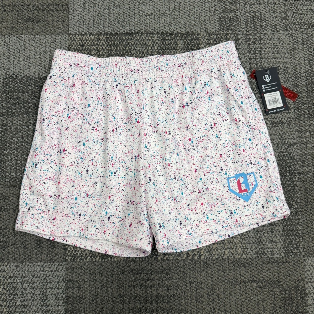 Baseball Lifestyle 101 Splatter Shorts Mens Medium White Paint Splatter Mesh